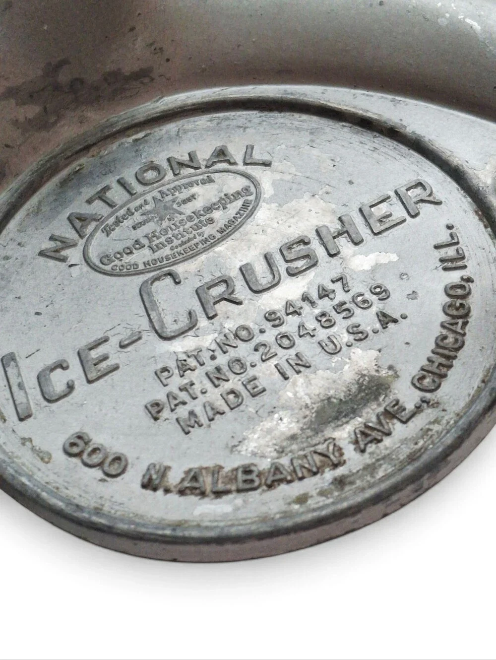 Vintage National Ice Crusher Red Wooden Hand Crank Countertop Tabletop Barware